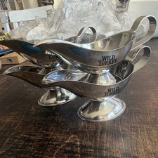 Wild Turkey Gravy Boat Shot Glass Kentucky Bourbon Metal  4 piece set  picture