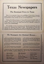 Texas Newspapers Print Ad 1917 - Austin Beaumont Dallas El Paso Houston Ft Worth picture
