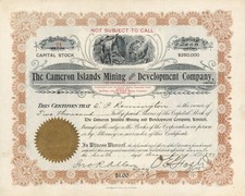 Cameron Islands Mining and Development Co., Limited - 1897-1901 dated Stock Ce picture