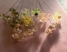 Vintage MCM  Resin Lucite Flower Bouquet Acrylic  60/70s wire stem 💐 picture