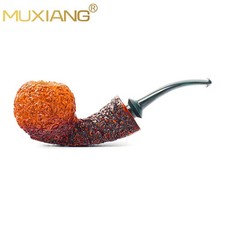 MUXIANG Handmade Briar Blowfish Tobacco Pipe Carved Gradient Pipe Vulcanite Stem picture