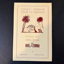 Vtg 1941 Hotel Reforma Mexico City Souvenir Menu Thomas Cook Travel Tour Rare picture