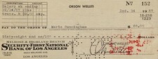 Orson Wells Reproduction Cancelled Check & 8 x 10 Photo picture