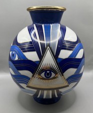 Jonathan Adler | Druggist Round Vase | Blue | Porcelain EUC picture