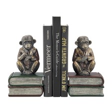 Danya B. Monkeys on Books Polyresin Antique Patina Finish Bookend Set of 2 picture