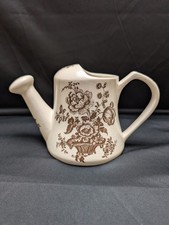Vintage Royal Crownford Ironstone England Brown Floral Watering Can Planter Pot picture