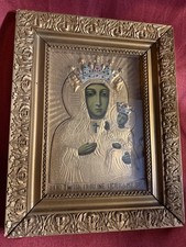 Antique Vintage?Russian Greek ? Icon Virgin Mary And Jesus Orthodox Church Art picture