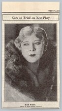 1930 Mae West Chicago Newspaper Clipping Trial New Play James Hargis Connelly picture