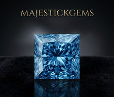 3 Ct Princess Cut Blue Lab Grown Diamond VVS1 D Color Certified Loose Stone picture
