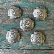 Southwestern 5 Button Covers 0.875 Inch Zia Sacred Sterling Mix Metal 21.9g picture