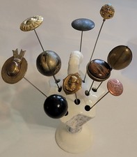 HATPIN Vintage & Antique Mixed Lot 10 Hat Pins & Umbrella Ceramic Hatpin Holder picture