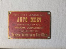 VINTAGE BRASS 1967 CONNECTICUT YANKEE YESTERYEAR CAR CLUB SHOW DASHBOARD PLATE picture