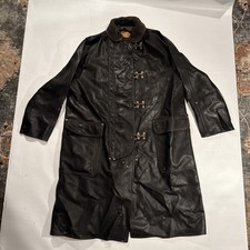 VTG Firefighters Coat Janesville Apparel Wis Rubberized Black Trench Coat 46 24 picture
