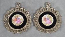 Vintage E.A. RIBA BROOKLYN Goldtone FRAGONARD Couple Courting FRAMED Wall DECOR picture