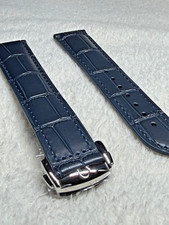 Original Watch Band OMEGA 20mm Leather Dark Blue with Buckle - NEW - picture