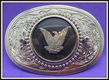 Beautiful STERLING EAGLE inside Center of Western Style BELT BUCKLE picture