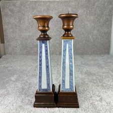 *READ FLAW* Theodore Alexander Candlestick Blue Brown White #1359-011 15