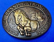 Horse - Running Strong For American Indian Youth Vintage Billy Mills Belt Buckle picture