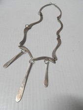 VINTAGE ART DECO ERA SOUTHWESTERN / MEXICAN STERLING SILVER NECKLACE FREECHAIN picture