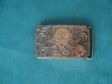 Vtg Aztec Mayan Mexico Indians Belt Buckle Silver 900 made in Guatemala Etched picture