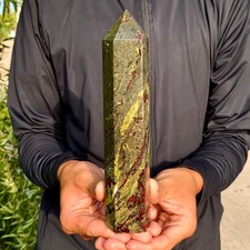 1.72LB Natural Dragon Blood Stone Quartz Crystal Obelisk Wand point Healing picture