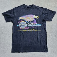 Vtg 1985/90 Harley Davidson Flying Eagle Pastel T-Shirt Large Hanes Oak Park IL picture