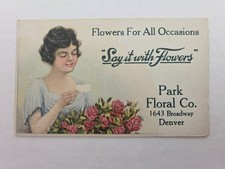 1920s antique PARK FLORAL CO denver co FLORIST FLOWERS business card picture