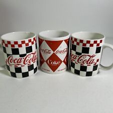 2-1996 Vintage Coca-Cola Coke Checkered Coffee Mug Cup Gibson & 1997 Coke Mug picture