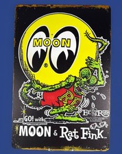🔥 RAT FINK and MoonEyes Ed “Big Daddy” Roth RF Hot Rod 12x8” Metal Sign picture