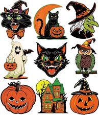 Large Vintage Halloween Decorations Double-Sided Cutouts Style 2 picture