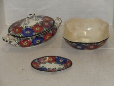 VINTAGE PICKMAN LA CARTUJA SEVILLA FLOWER PRINT SOUP TUREEN OVAL DISH BOWL picture