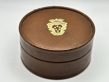 ⭐️ Vintage Italian FLORENTINE LEATHER Trinket Box Case Gold Crest - ITALY ⭐️ picture
