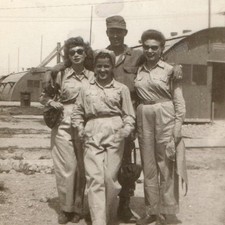 c1950s Military Camp Quonset Hut Women Fatigues Snapshot Photo Soldiers Base Vtg picture