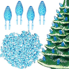 120 Pcs Christmas Tree Peg Bulbs Plastic Flame,Blue,Small picture