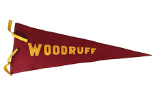 Antique 1920s Woodruff Wisconsin Felt Pennant Flag 26” x 11” Purple & Gold -RARE picture