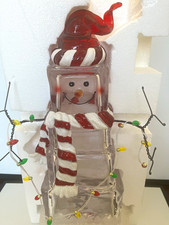 NEW boxed Vintage JCPenney Collection Lighted Acrylic Ice Cube Snowman 21”. picture