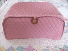 Vintage pink quilted w/wood ring pull toaster kitchen appliance cover NEW picture