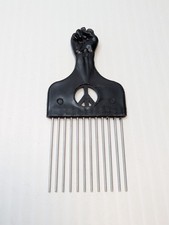 Vtg 1970's Afro Comb Hair Pick Raised Fist Peace Symbol Black Power Steel Tooth picture