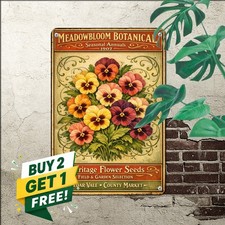 vintage botanical seed catalog poster large colorful pansy picture