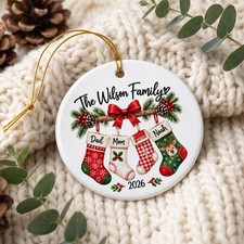 Personalized Family Ceramic Ornament 2026 Custom Family Name Christmas Gift picture