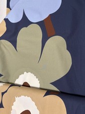 Marimekko Unikko Cotton Fabric By The Yard Made Finland Dark Blue Tan picture