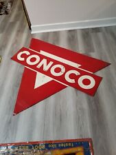 c.1950s Original Vintage Conoco Gas Station Sign Metal Embossed Oil Service RARE picture