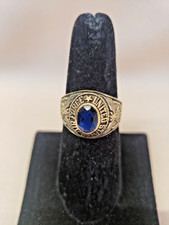 Sterling Silver Vermeil Blue Sapphire United States Air Force Ring 1947 Size 7.5 picture