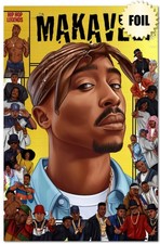 ORBIT: HISTORY OF HIP HOP: AMAZING COMICON TUPAC MAKAVELI CHROME/GOLD COVER SET. picture