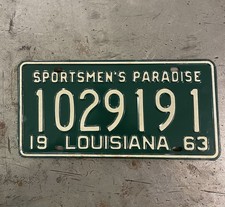1963 Louisiana 7 Digit Plate. Very Nice picture