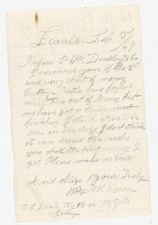 1869 Handwritten Letter Franklin NY W.W. Corson to P.M. Dudley & Co Money Tr picture