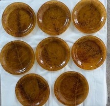 RARE Set of 8 Vintage Compagnia del Tabacco Acrylic Plates Real Leaf Resin 1980s picture