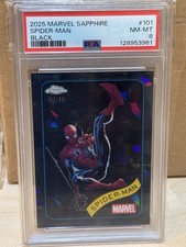 2025 Topps Chrome Marvel Sapphire SPIDER-MAN Black /10 PSA 8 picture