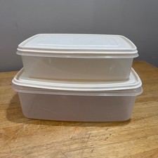 Vtg Rubbermaid Servin Saver Food Storage Containers #7 & 8 Almond Lids 90s picture