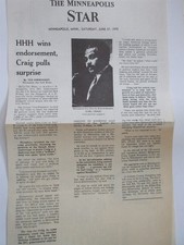1970 Earl Craig campaign newspaper reprints vs HHH Hubert Humphrey picture